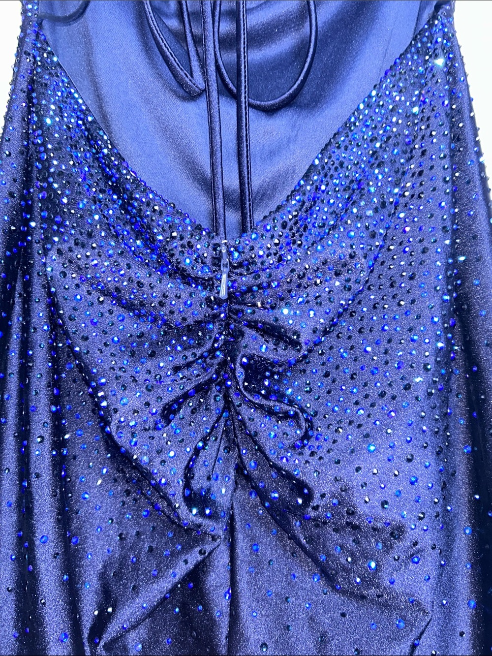 Amelia Couture Sparkly Rhinestone Bodycon Mini Dress (Style 3100S) in Navy - Picture 12 of 16
